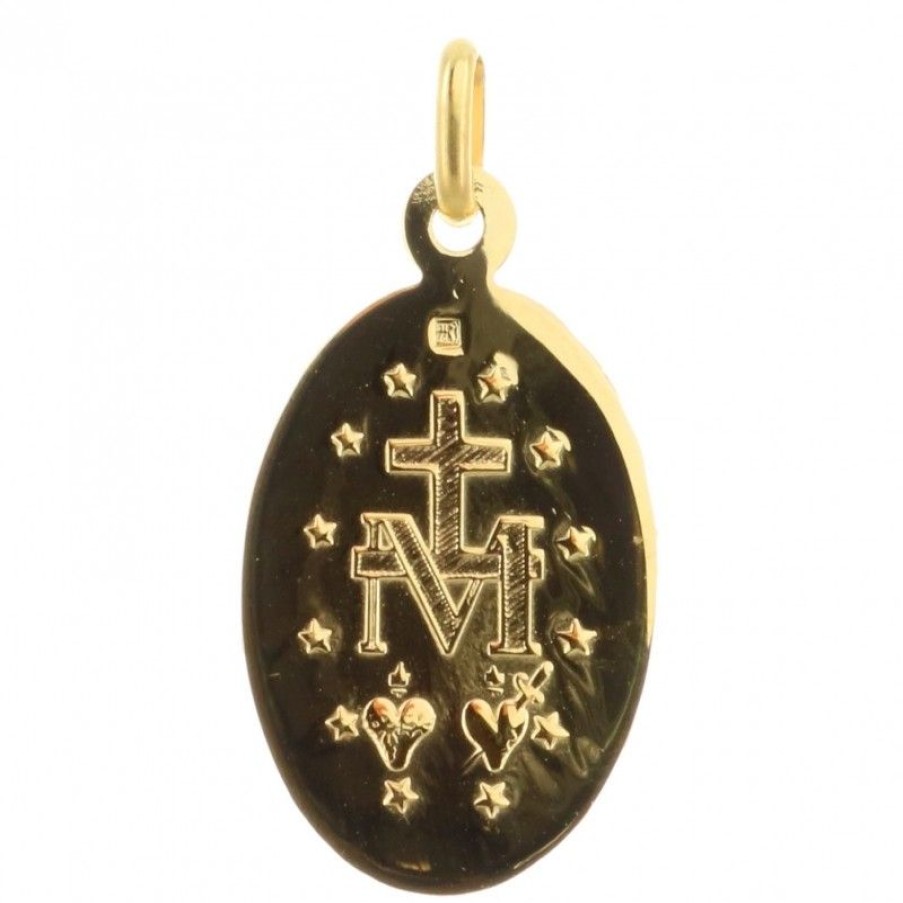 Palais du Rosaire Medaille Et Croix Plaque Or | Medaille Vierge Miraculeuse Plaque Or 25Mm