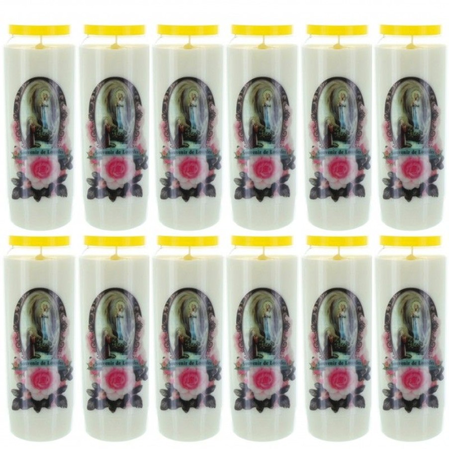 Palais du Rosaire Bougie Neuvaine | Lot De 12 Bougies De Neuvaine Apparition De Lourdes 17,5 Cm