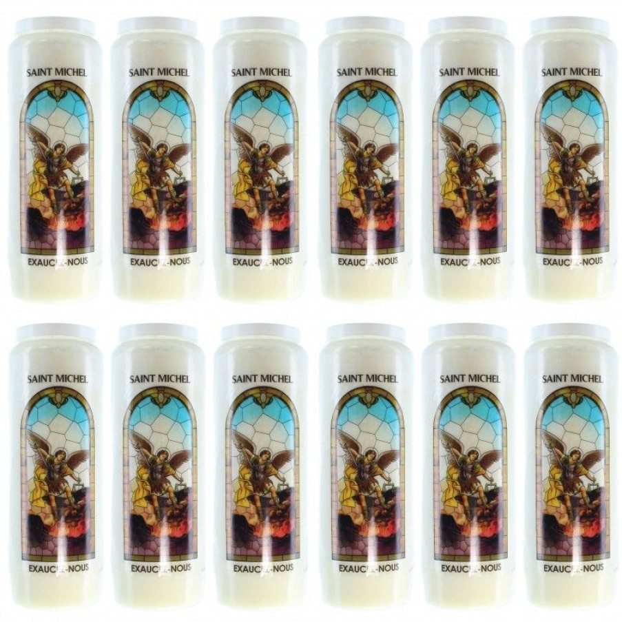 Palais du Rosaire Bougie Neuvaine | Lot De 12 Bougie De Neuvaine De Saint Michel Avec Prieres