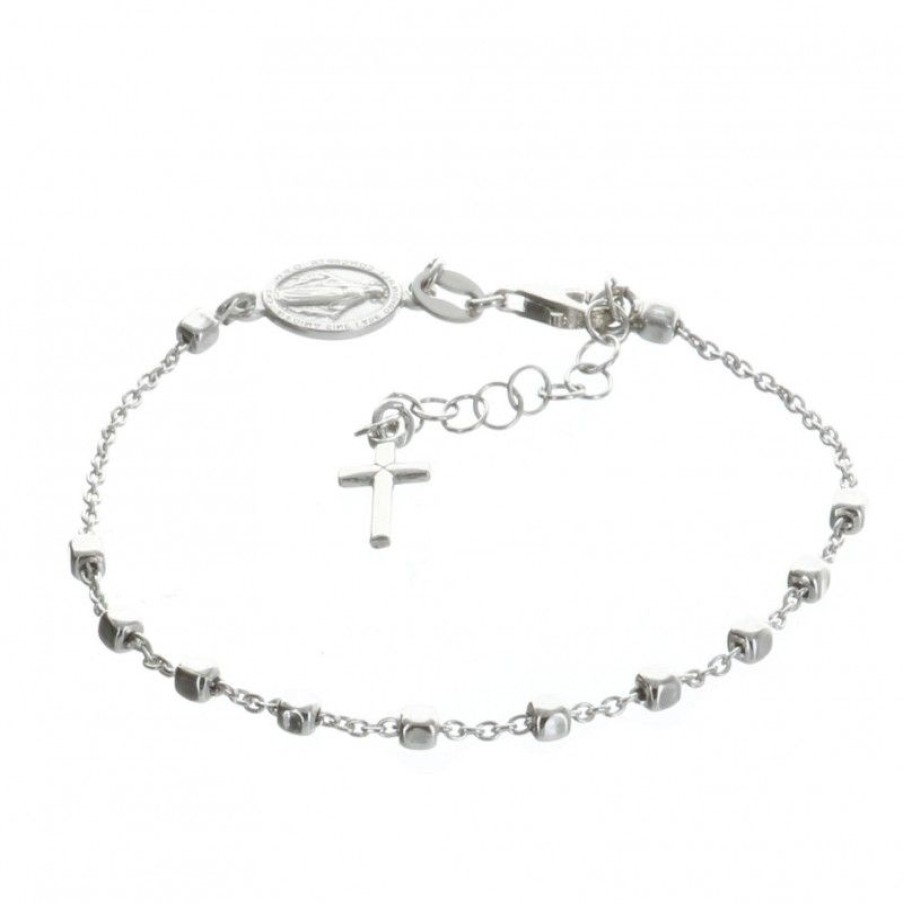 Palais du Rosaire Bracelet Argent | Bracelet Dizainier En Argent Avec Une Croix Et Une Medaille De La Vierge Miraculeuse