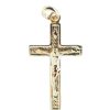 Palais du Rosaire Medaille Et Croix Plaque Or | Pendentif Croix Plaque Or Avec Le Christ Et Fond Strie