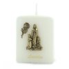Palais du Rosaire Bougie Decorative | Bougie Cubique Avec L'Apparition De Lourdes En Metal Dore