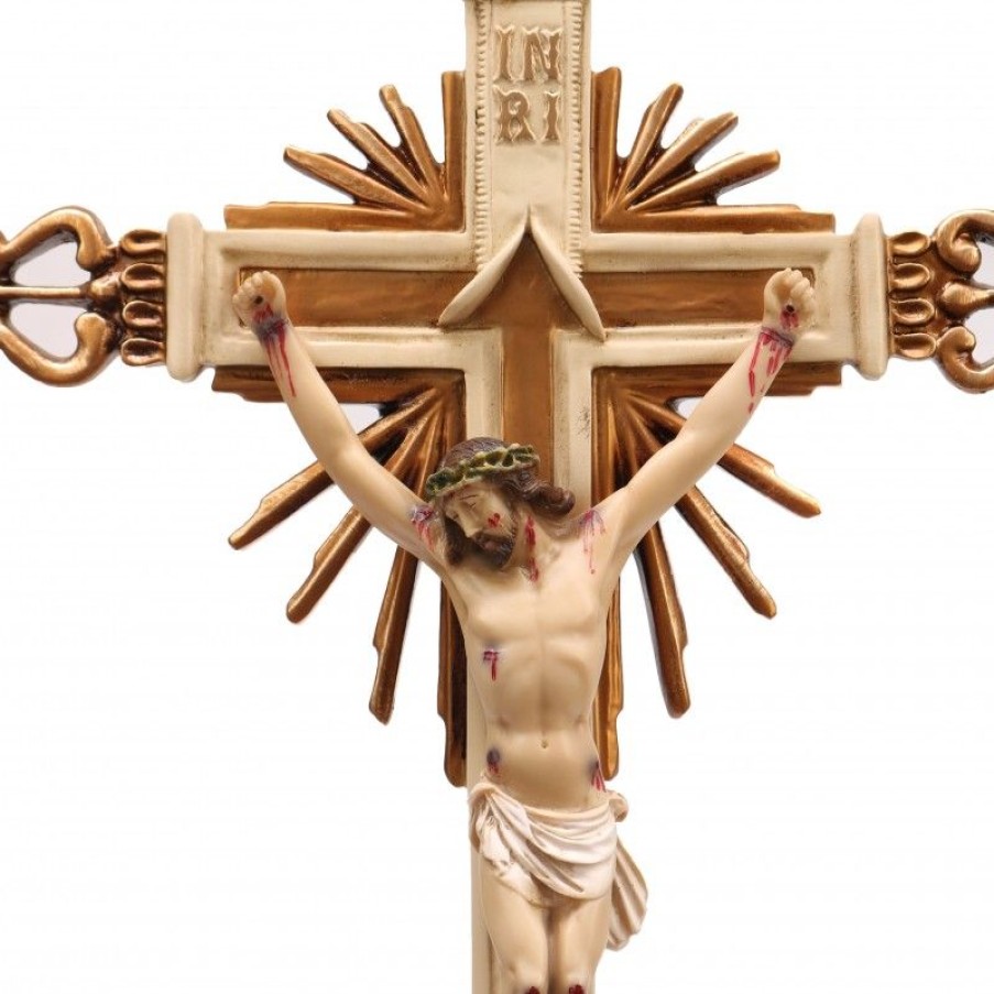 Palais du Rosaire Statue De Grande Taille | Crucifix Style Baroque En Resine 75Cm