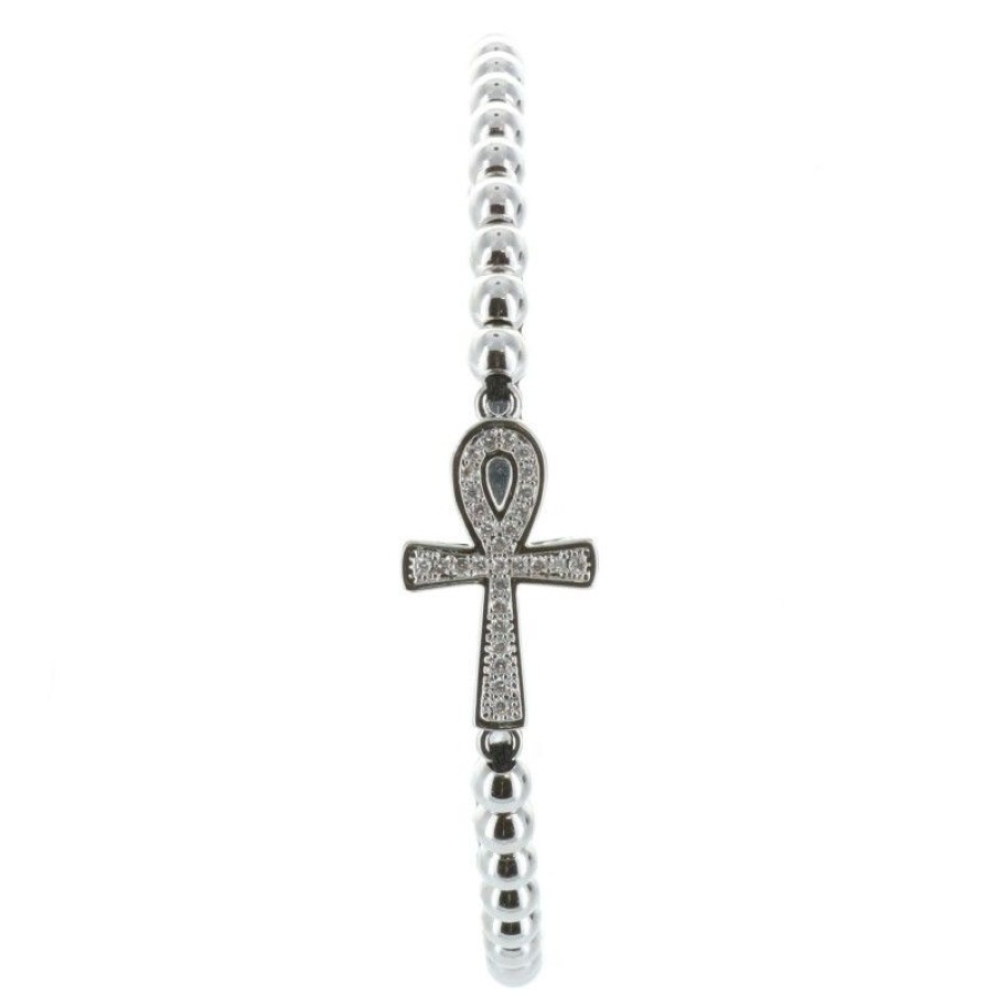Palais du Rosaire Bracelet Fantaisie | Bracelet Religieux Avec Une Croix De Vie En Zirconium