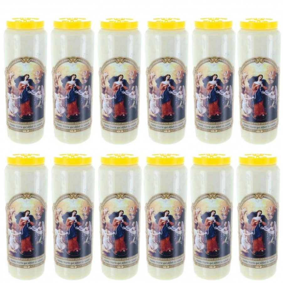 Palais du Rosaire Bougie Neuvaine | Lot De 12 Bougies De Neuvaine De Marie Qui Defait Les Noeuds 17,5 Cm