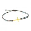 Palais du Rosaire Bracelet Fantaisie | Bracelet En Corde Et Perle Avec Une Croix Doree