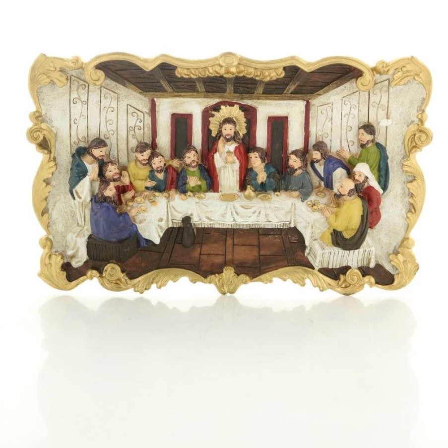 Palais du Rosaire Cadre Religieux | Cadre De La Cene En Resine Coloree 22X13Cm