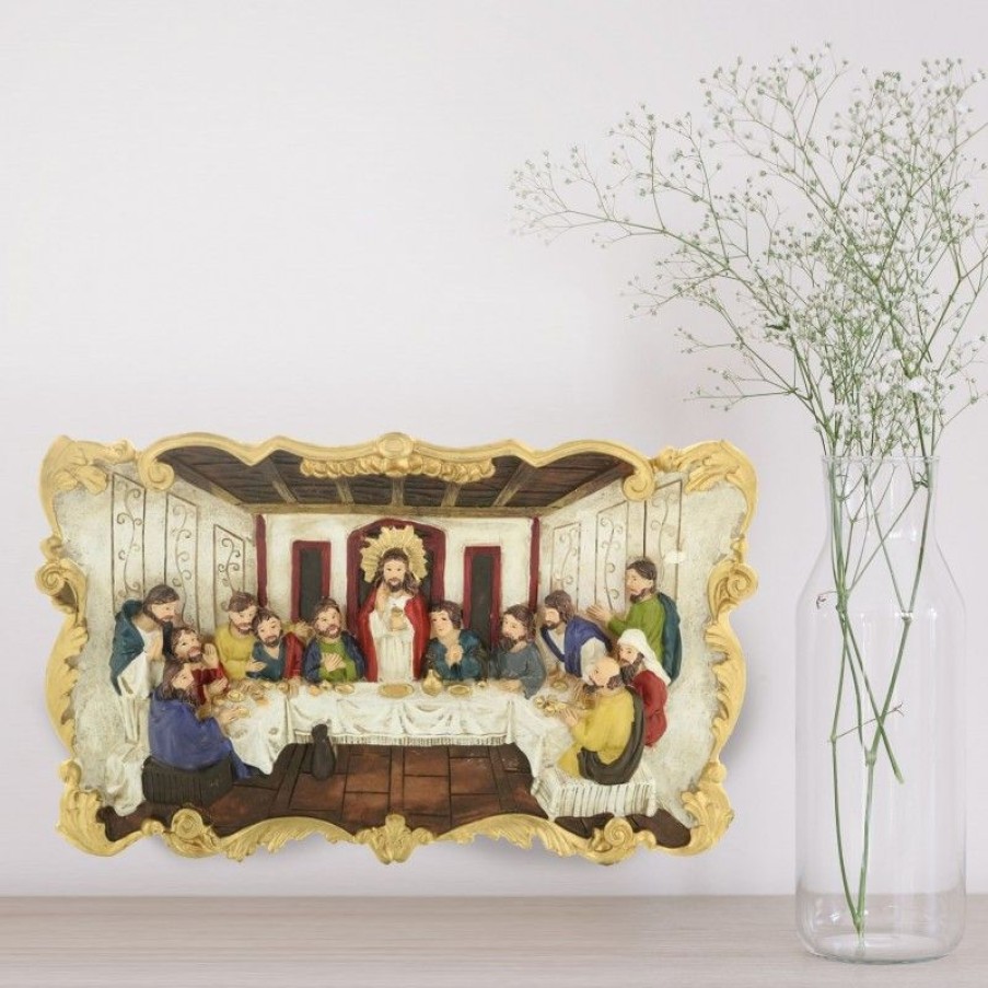 Palais du Rosaire Cadre Religieux | Cadre De La Cene En Resine Coloree 22X13Cm
