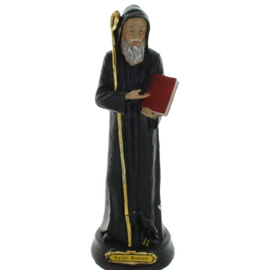 Palais du Rosaire Statue De Saint Benoit | Statue De Saint Benoit En Resine 30Cm