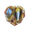Palais du Rosaire Cadre Religieux | Cadre Religieux En Bois Forme De Coeur Apparition De Lourdes 14,5 X 13,5 Cm