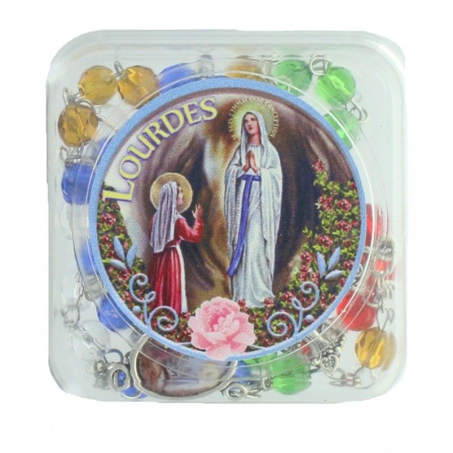 Palais du Rosaire Chapelet Verre | Chapelet Des Missions En Verre Avec Un Coeur De Lourdes