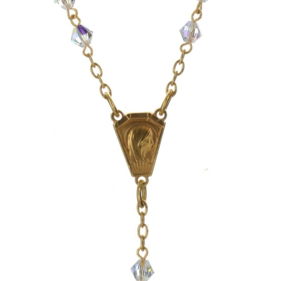 Palais du Rosaire Chapelet Or | Chapelet De Lourdes Or 9 Carats Avec Perles Cristal Swarovski 3Mm