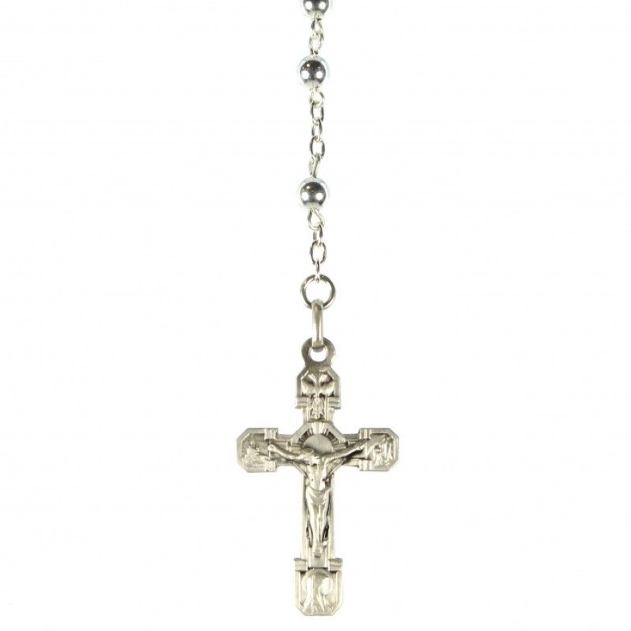 Palais du Rosaire Chapelet Argent | Chapelet En Argent Avec Grains De 4Mm Et Coeur De Lourdes