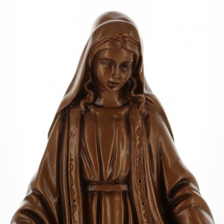 Palais du Rosaire Statue Vierge Miraculeuse | Statue Vierge Miraculeuse En Resine Effet Bronze 30Cm