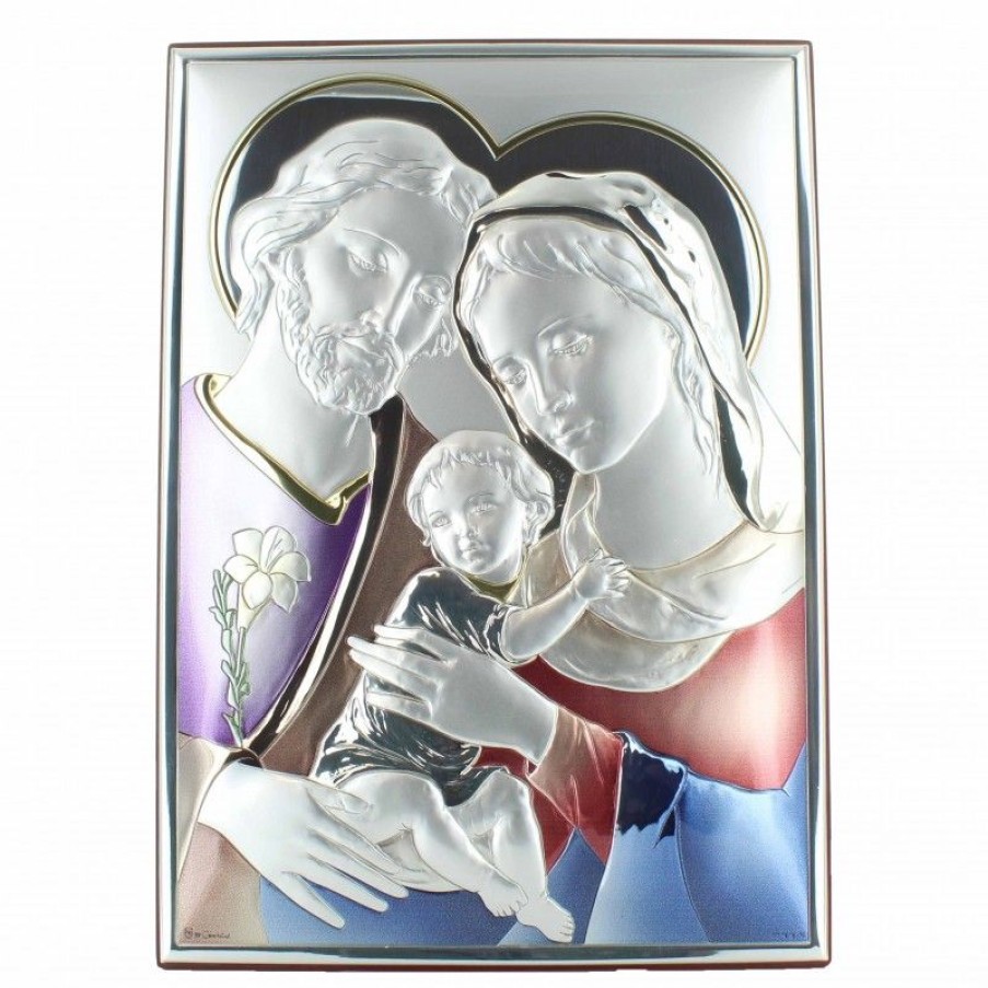 Palais du Rosaire Cadre Religieux | Cadre De La Sainte Famille Argente Et Colorisee 28 Cm