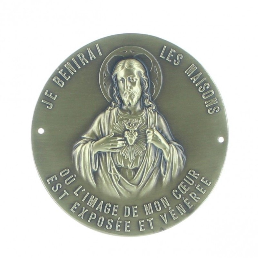 Palais du Rosaire Medaille Murale | Plaque De Porte Du Sacre Coeur 70 Mm En Laiton Facon Bronze