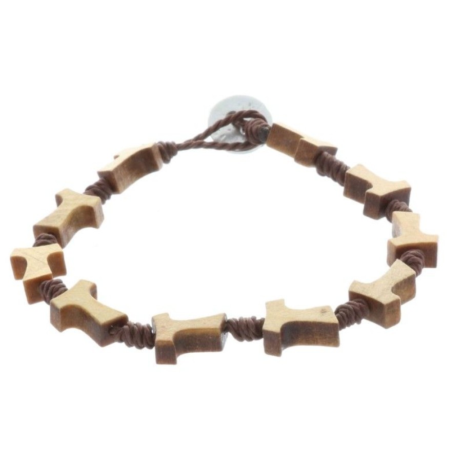 Palais du Rosaire Bracelet Dizainier | Bracelet Dizainier Corde, Bois Et Croix De Tau