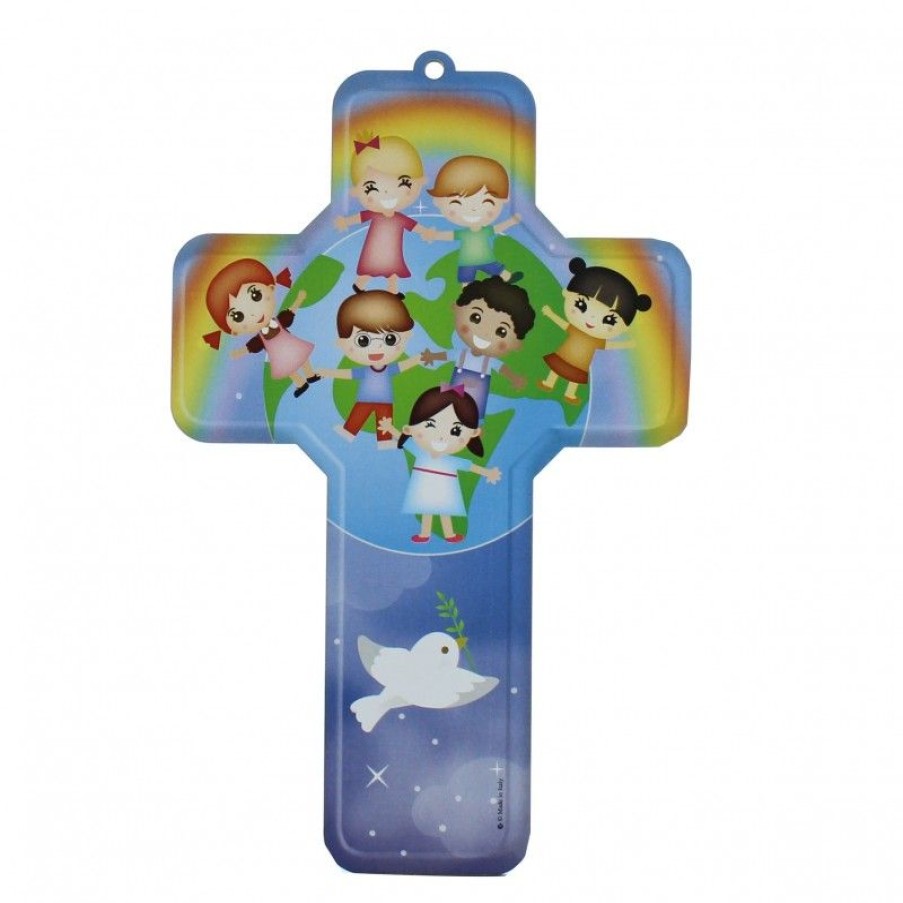 Palais du Rosaire Croix Religieuse | Croix Coloree Des Enfants Du Monde 18Cm