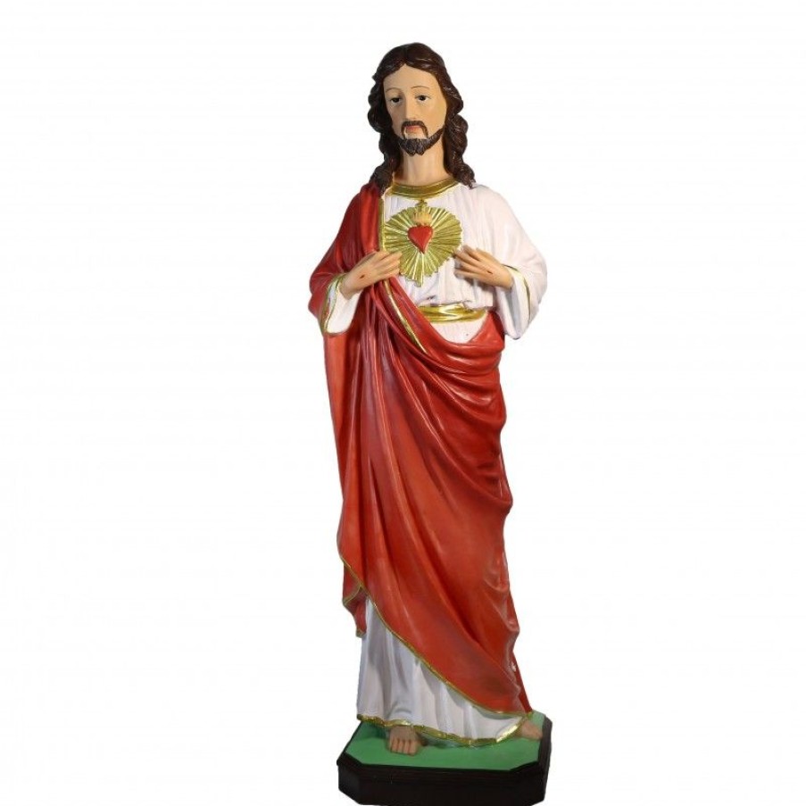 Palais du Rosaire Statue De Grande Taille | Statue Sacre Coeur De Jesus En Resine De 80Cm