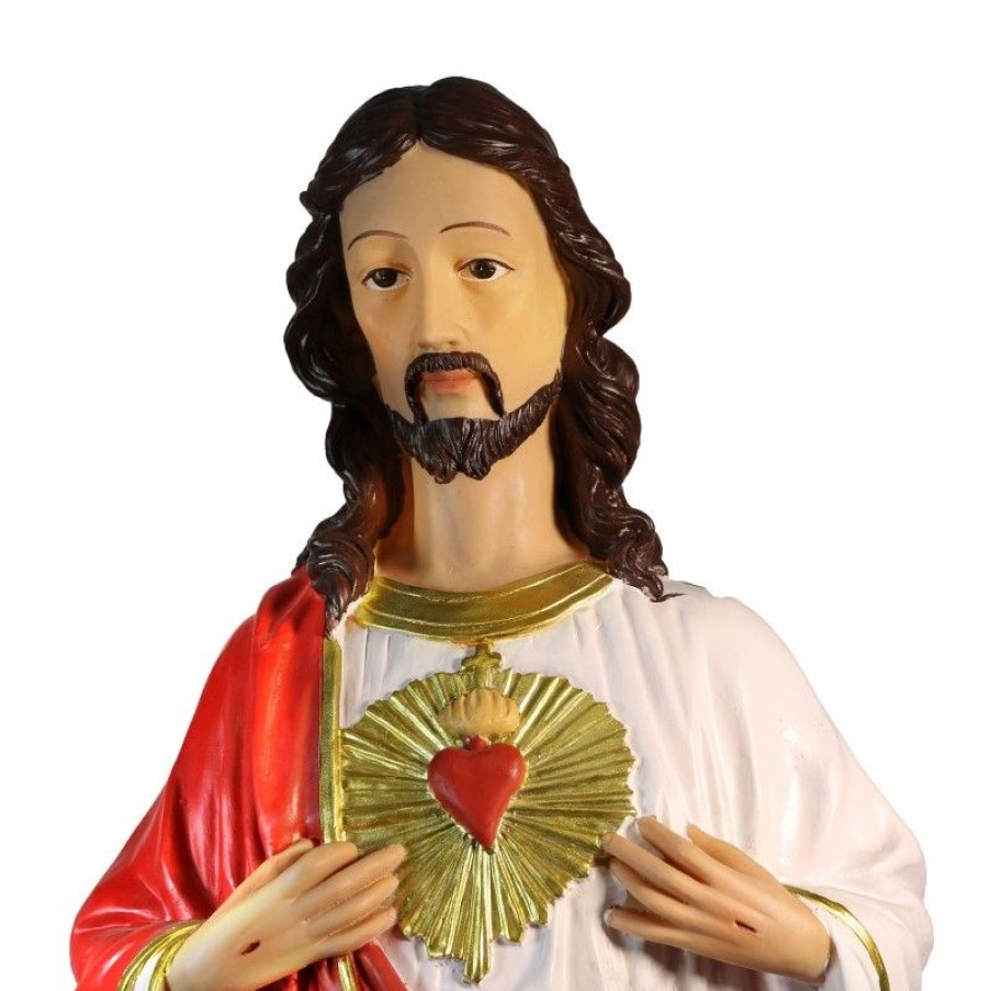 Palais du Rosaire Statue De Grande Taille | Statue Sacre Coeur De Jesus En Resine De 80Cm