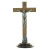 Palais du Rosaire Crucifix Bois | Crucifix Bois A Poser Avec Le Christ Et L'Apparition De Lourdes Argentes 18Cm