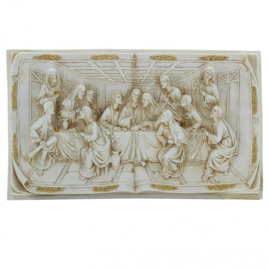 Palais du Rosaire Cadre Religieux | Cadre Cene En Resine Ivoire 46X26Cm