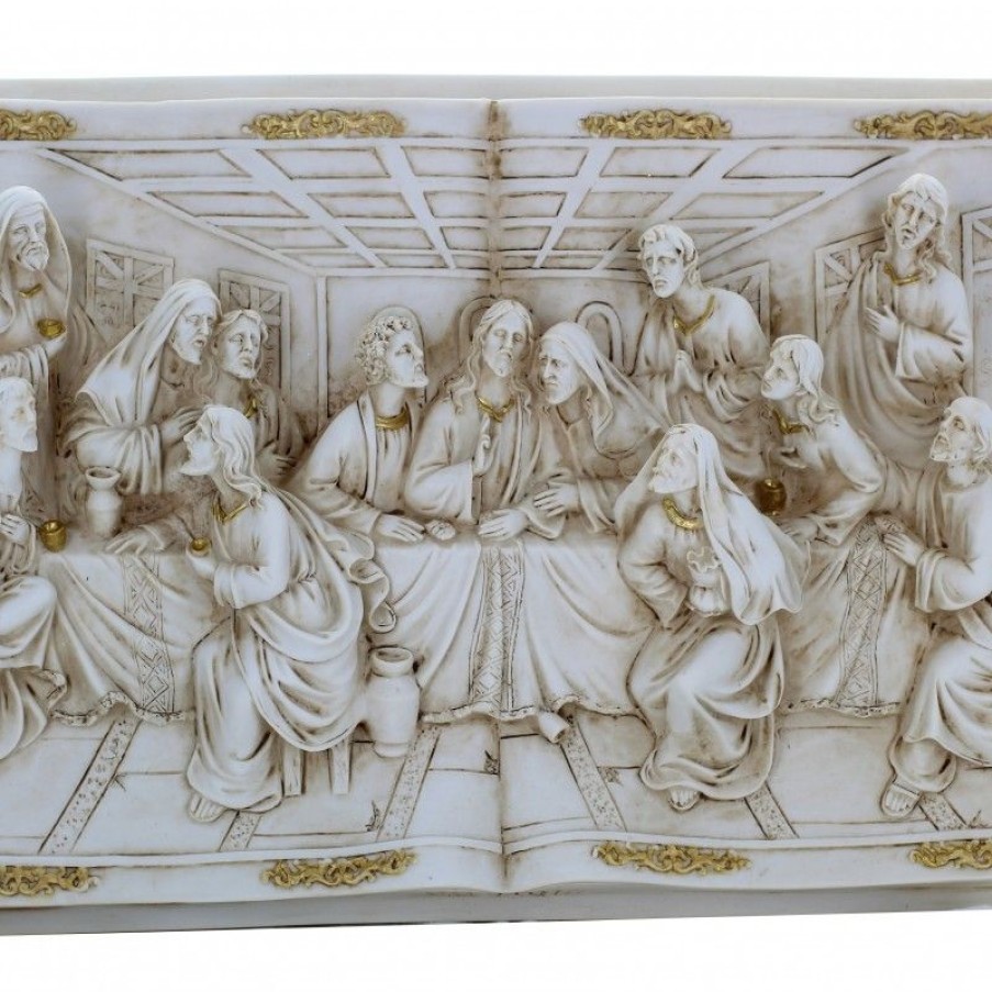 Palais du Rosaire Cadre Religieux | Cadre Cene En Resine Ivoire 46X26Cm