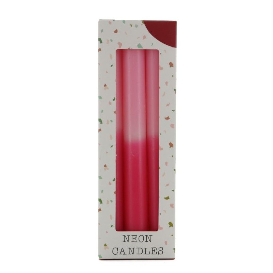 Palais du Rosaire Bougie Decorative | Set De 3 Bougies A Baton Couleur Rose Et Rouge 20X2Cm
