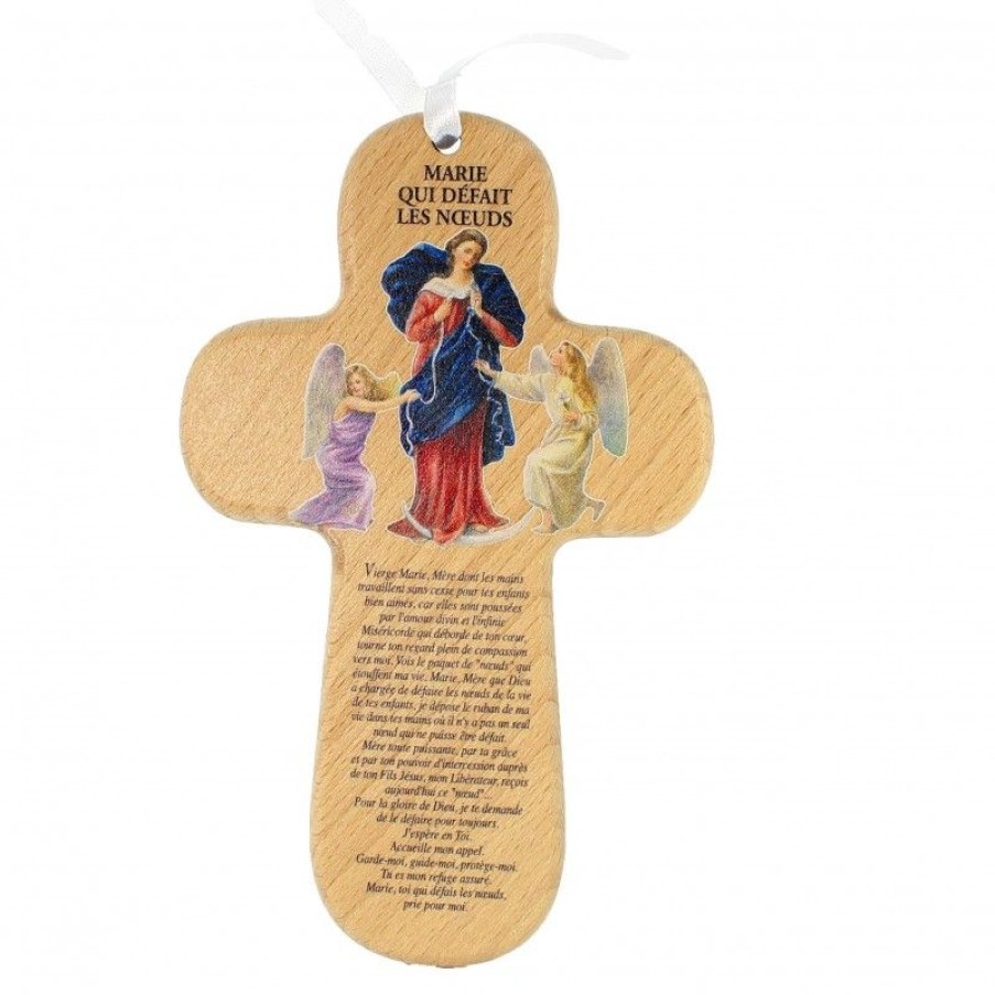 Palais du Rosaire Croix Religieuse | Croix De Marie Qui Defait Les Noeuds En Bois De 15Cm