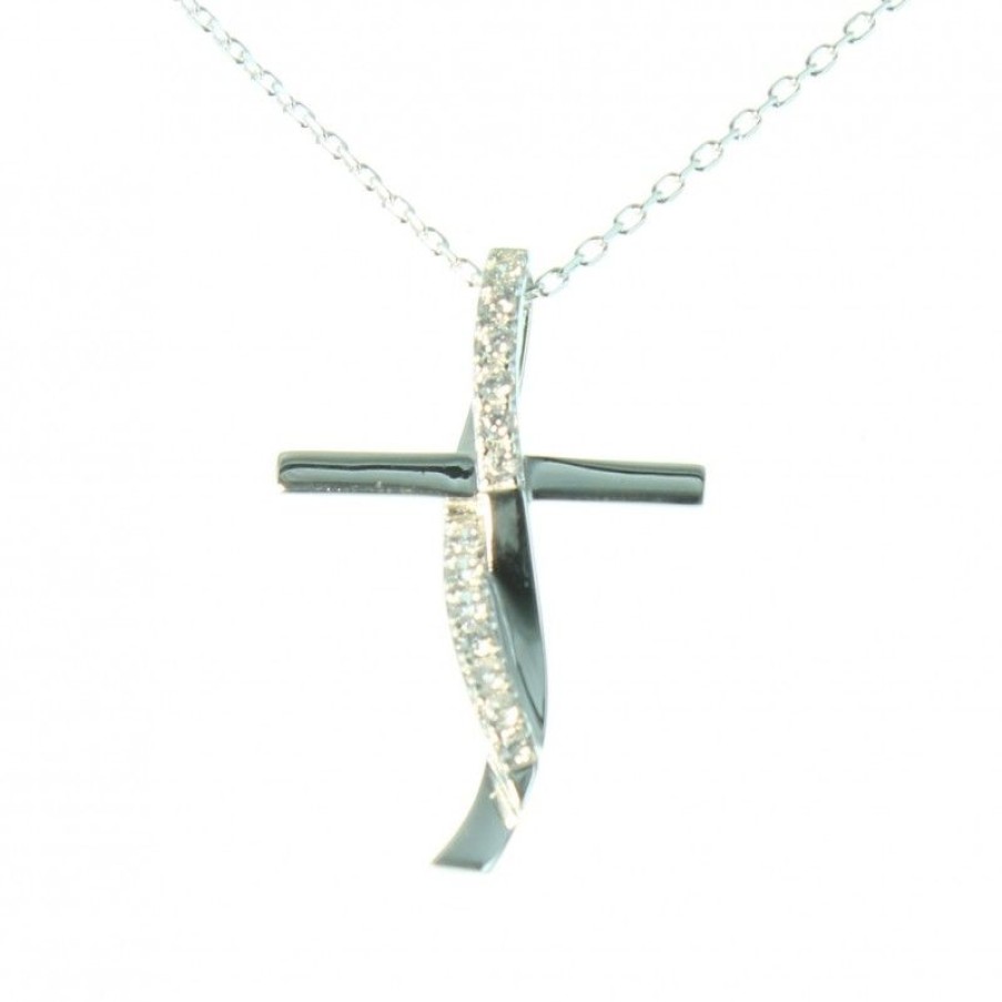 Palais du Rosaire Collier En Argent | Parure Argent, Chaine Et Croix Entrelacee Decoree De Strass 30Mm