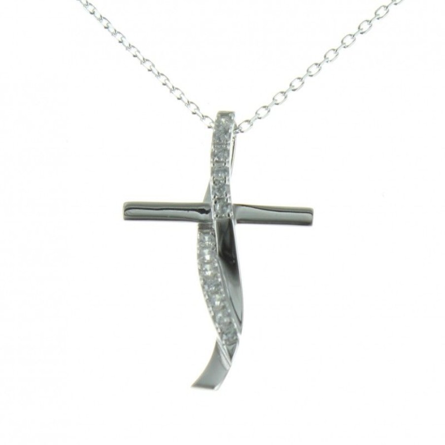 Palais du Rosaire Collier En Argent | Parure Argent, Chaine Et Croix Entrelacee Decoree De Strass 30Mm