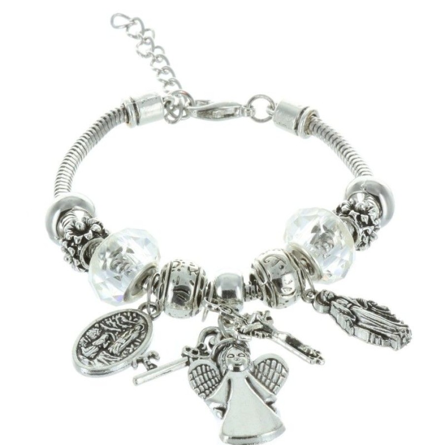 Palais du Rosaire Bracelet Fantaisie | Bracelet Fantaisie A Pampilles Et Pendentifs Religieux