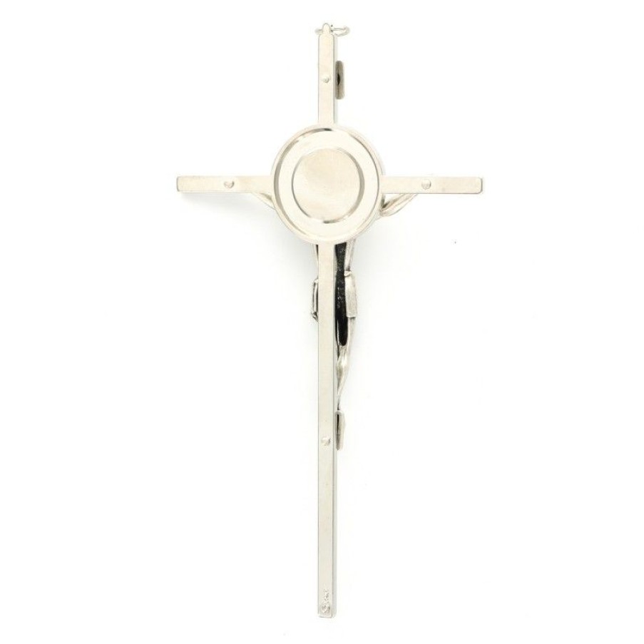 Palais du Rosaire Crucifix Metal | Crucifix En Metal Avec Centre Apparition 17 Cm