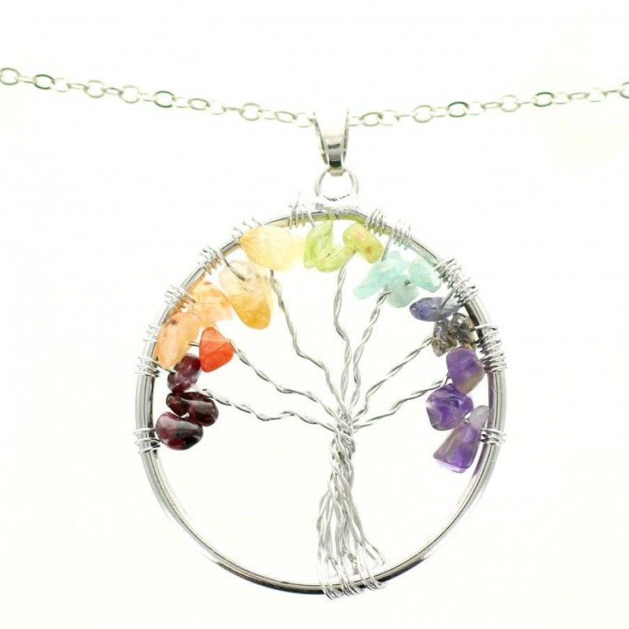 Palais du Rosaire Collier Fantaisie | Collier Arbre De Vie En Pierres Colorees Avec Sa Boite