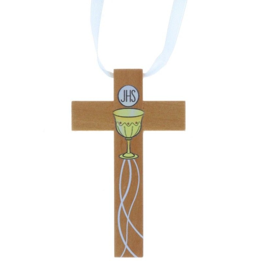 Palais du Rosaire Croix Religieuse | Croix D'Aube De Communion Decoree D'Un Calice 9,5 Cm