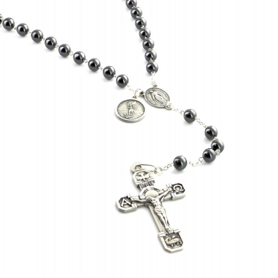 Palais du Rosaire Chapelet Argent | Chapelet De Combat En Argent 925 Et En Pierre D'Hematites
