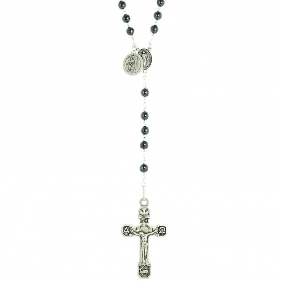 Palais du Rosaire Chapelet Argent | Chapelet De Combat En Argent 925 Et En Pierre D'Hematites