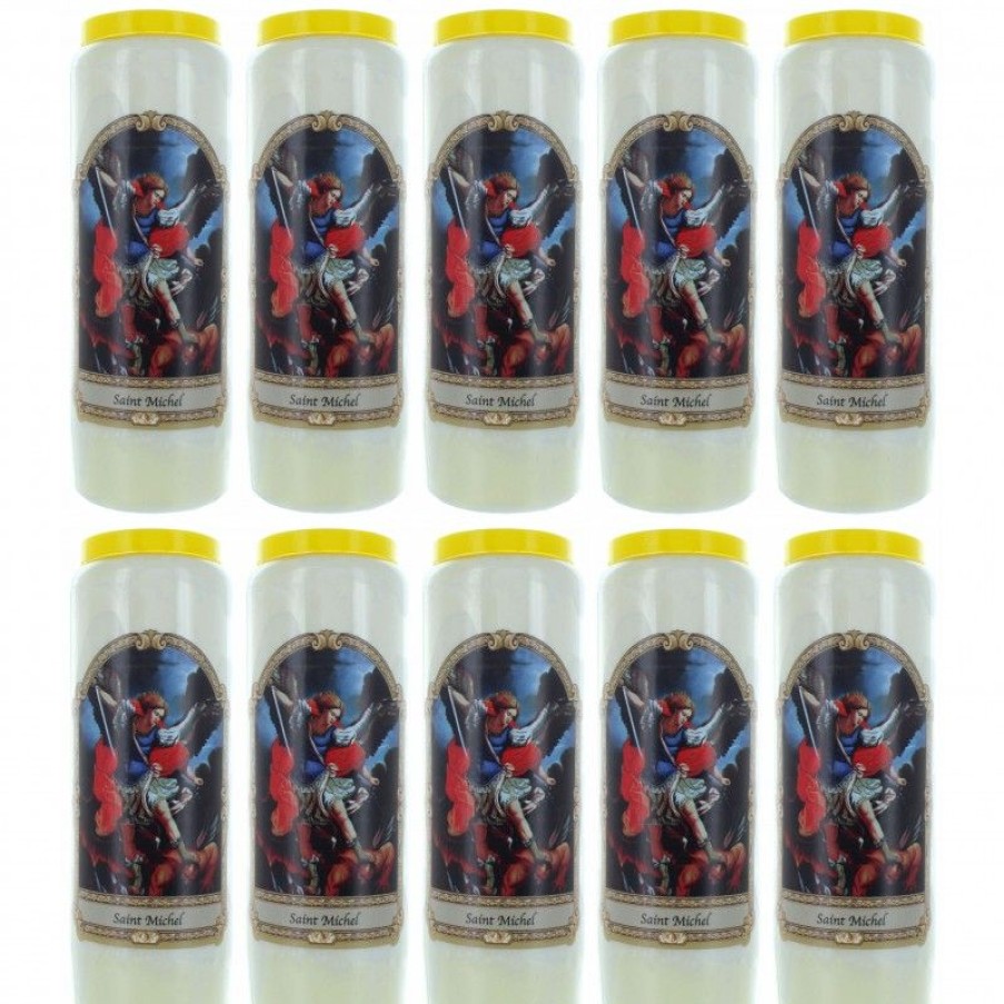 Palais du Rosaire Bougie Neuvaine | Lot De 10 Bougies Neuvaine Saint Michel 17,5 Cm