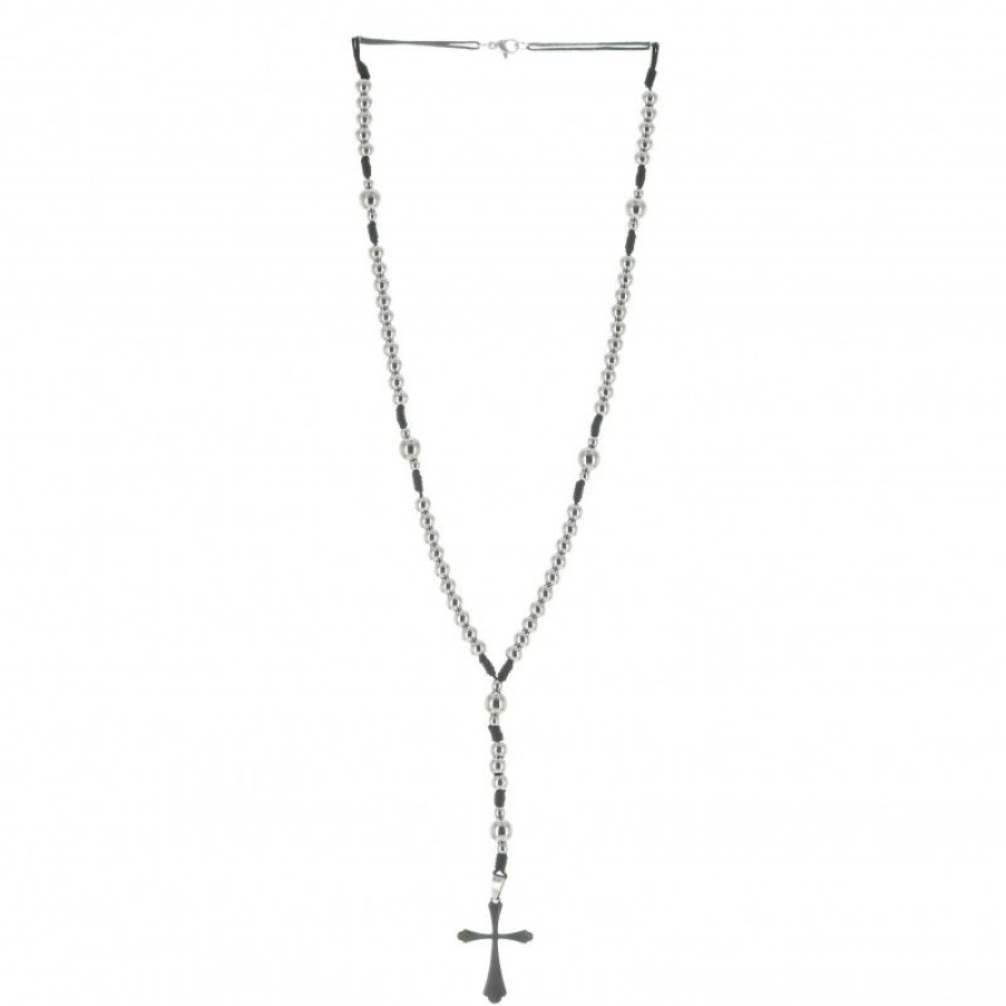 Palais du Rosaire Collier Fantaisie | Collier Chapelet Inox Avec Grains Argentes