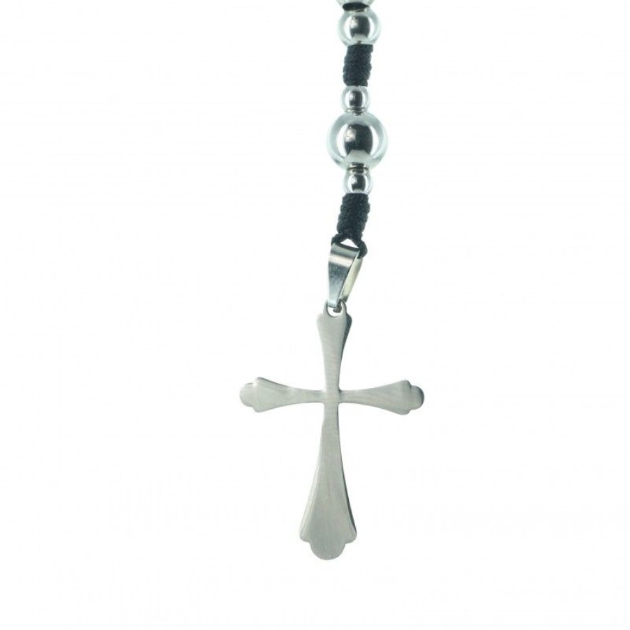 Palais du Rosaire Collier Fantaisie | Collier Chapelet Inox Avec Grains Argentes