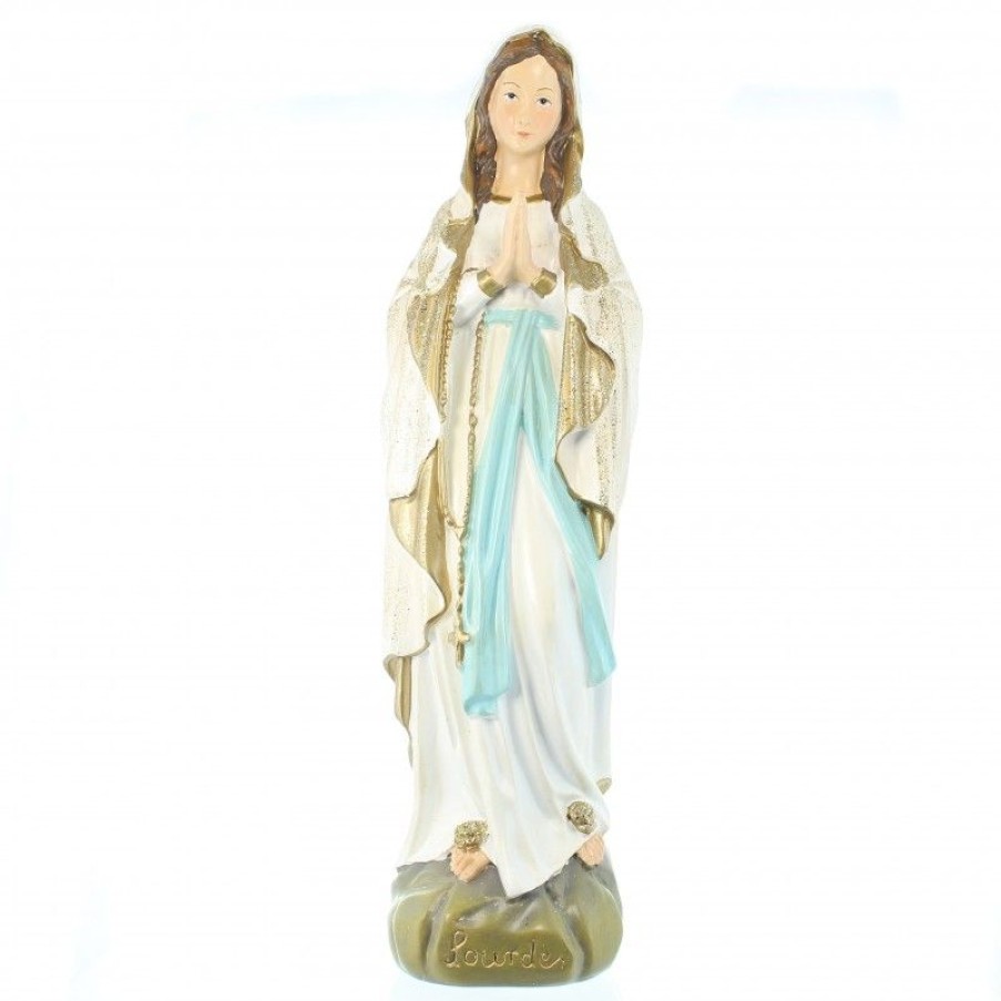 Palais du Rosaire Statue De Notre Dame De Lourdes | Statue Notre Dame De Lourdes A Paillettes En Resine 36Cm