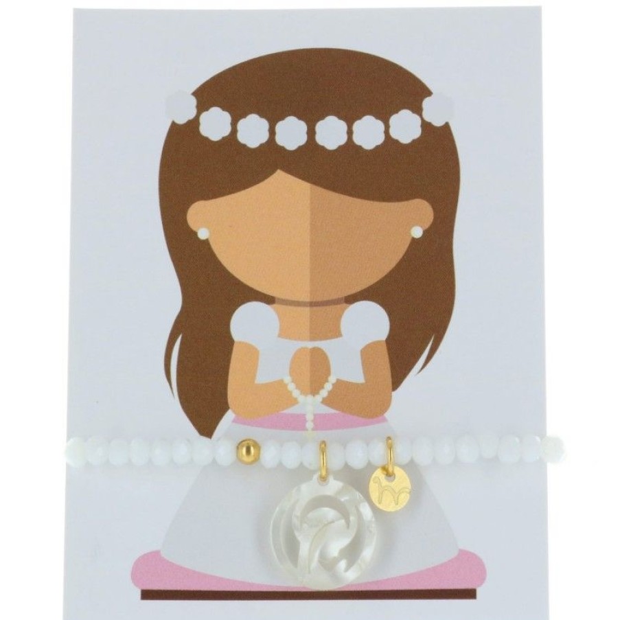Palais du Rosaire Bracelet Fantaisie | Bracelet De Communion Avec Un Pendentif De La Vierge Marie En Nacre