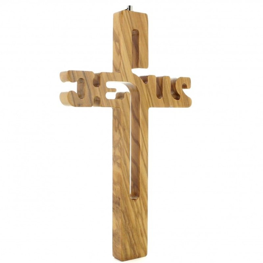 Palais du Rosaire Croix Religieuse | Croix En Bois Avec Inscription Jesus 21X13Cm