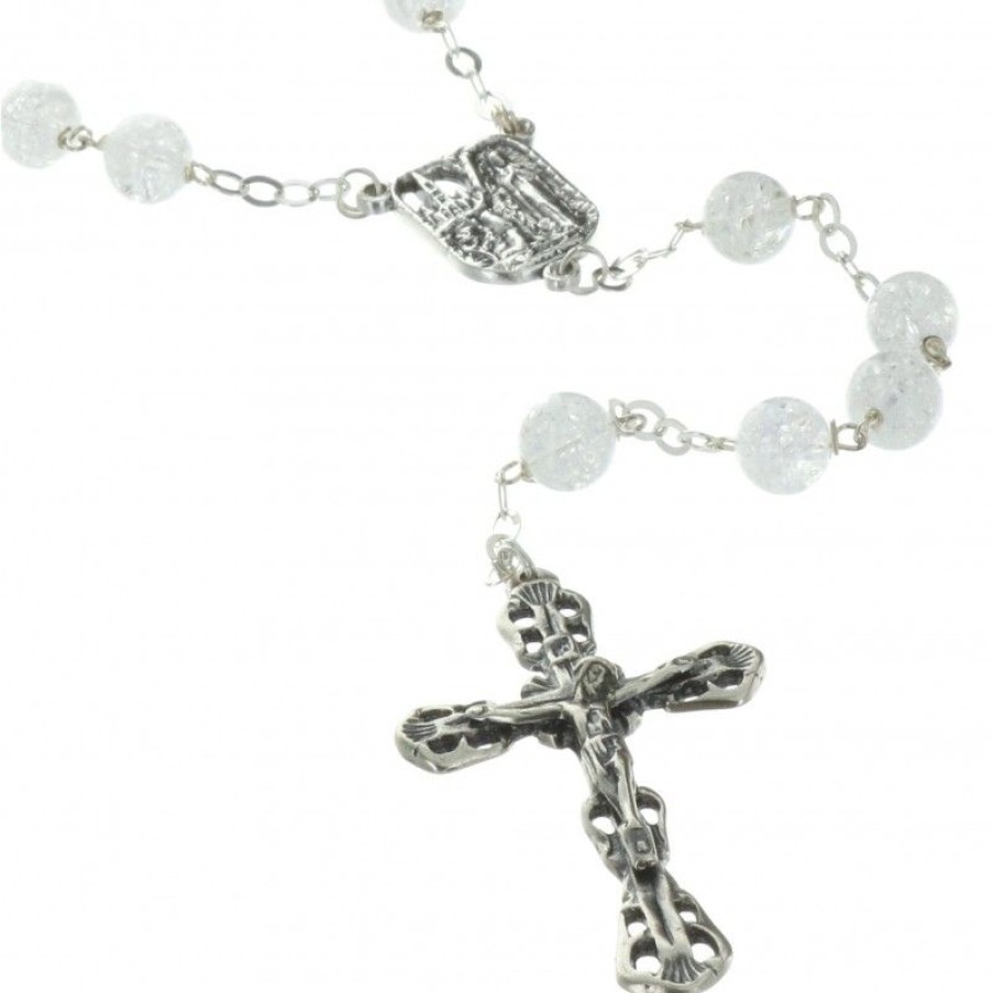 Palais du Rosaire Chapelet Argent | Chapelet De Lourdes En Argent Avec Des Grains En Verre Craquele