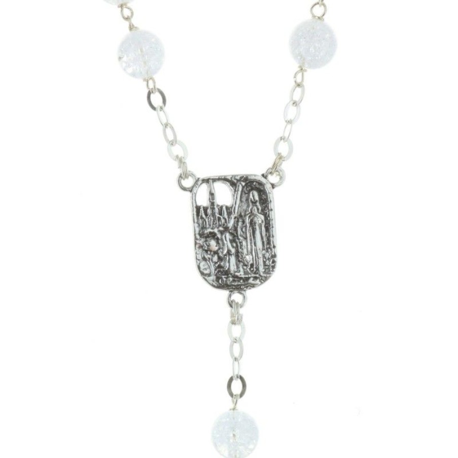 Palais du Rosaire Chapelet Argent | Chapelet De Lourdes En Argent Avec Des Grains En Verre Craquele
