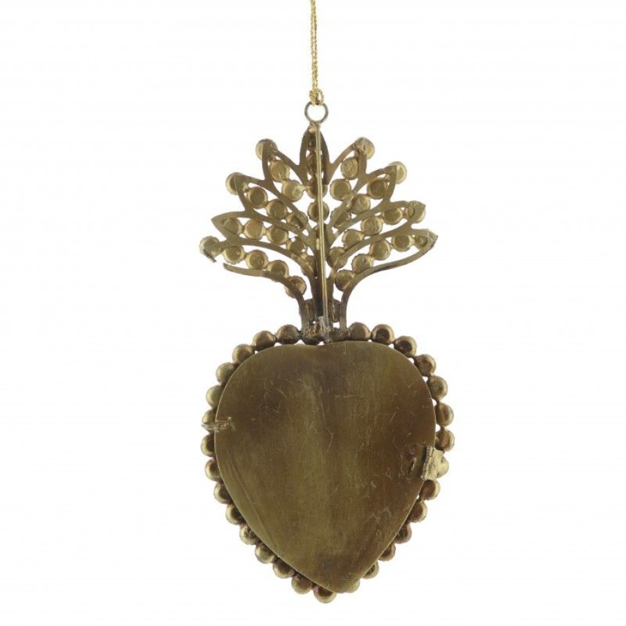 Palais du Rosaire Ex&Voto | Ex Voto Blanc Et Dore A Suspendre 21Cm