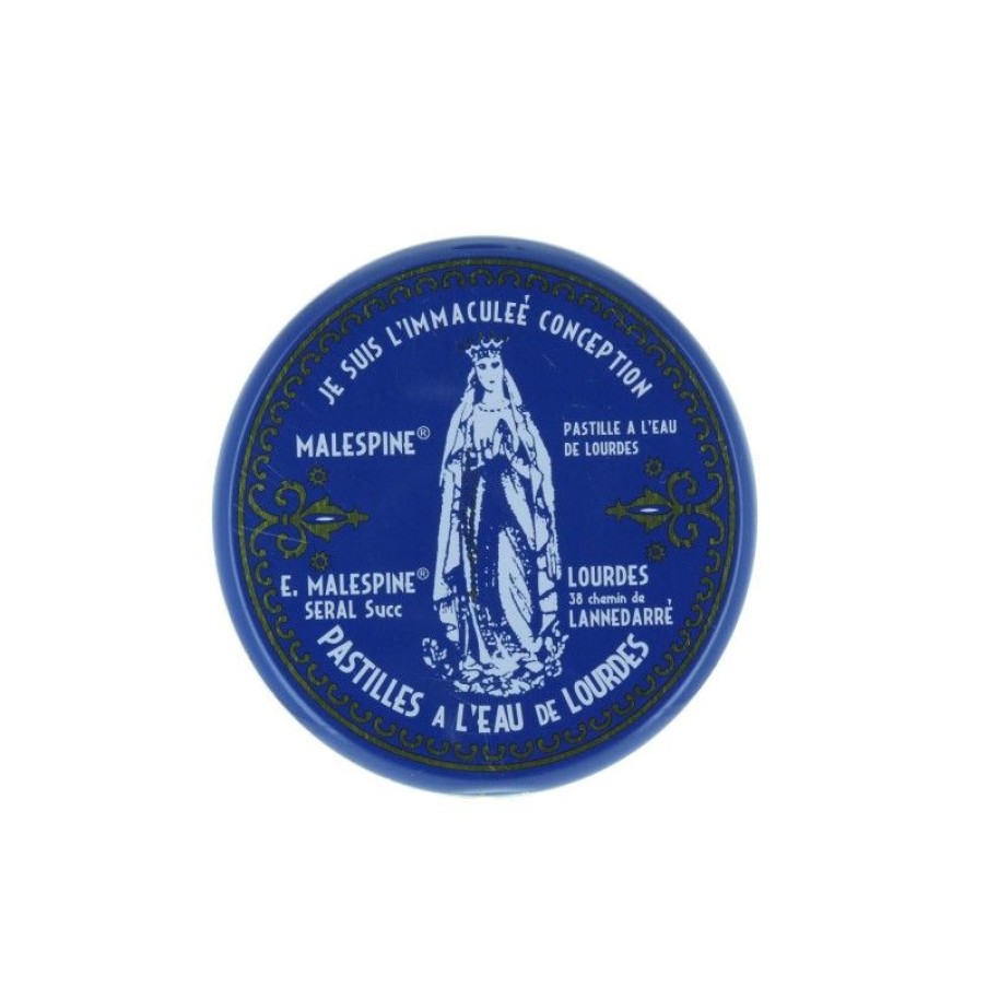 Palais du Rosaire Pastille Menthe A L'Eau De Lourdes | Pastilles Menthe A L'Eau De Lourdes 100G Dans Une Boite En Metal