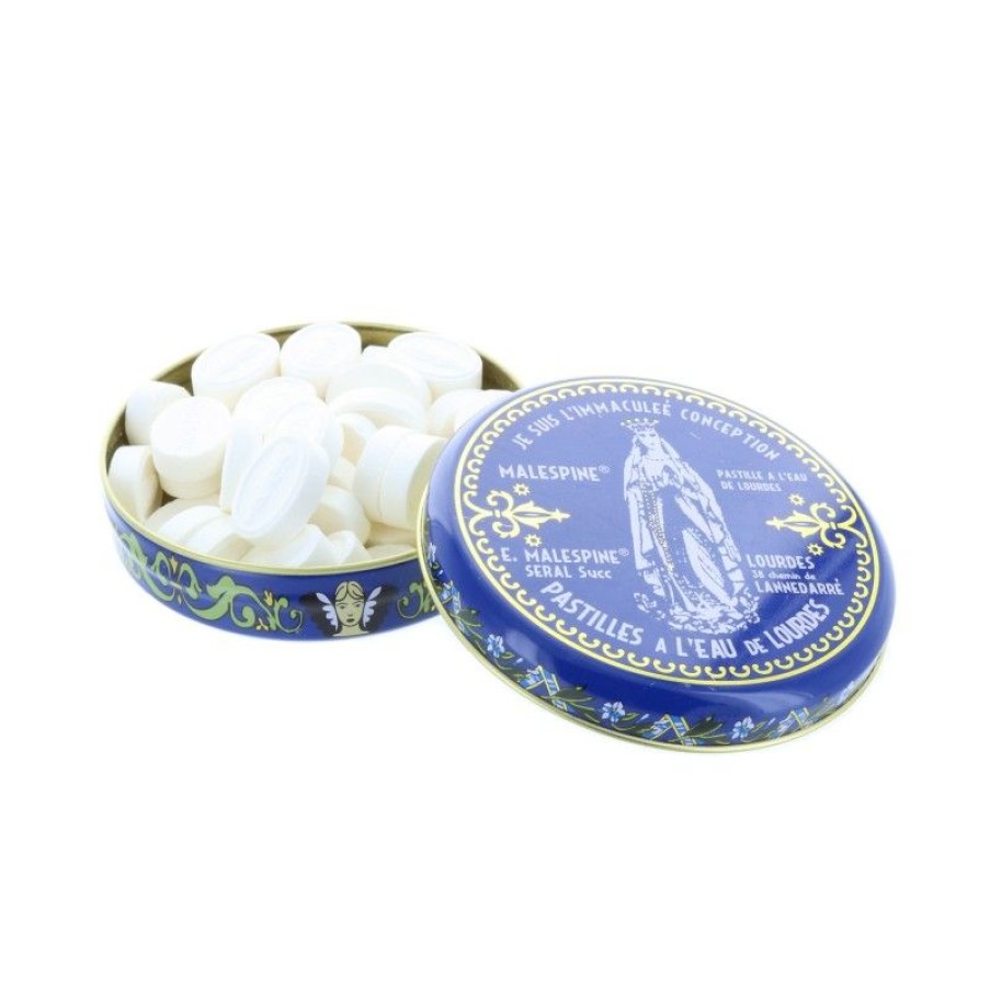 Palais du Rosaire Pastille Menthe A L'Eau De Lourdes | Pastilles Menthe A L'Eau De Lourdes 100G Dans Une Boite En Metal