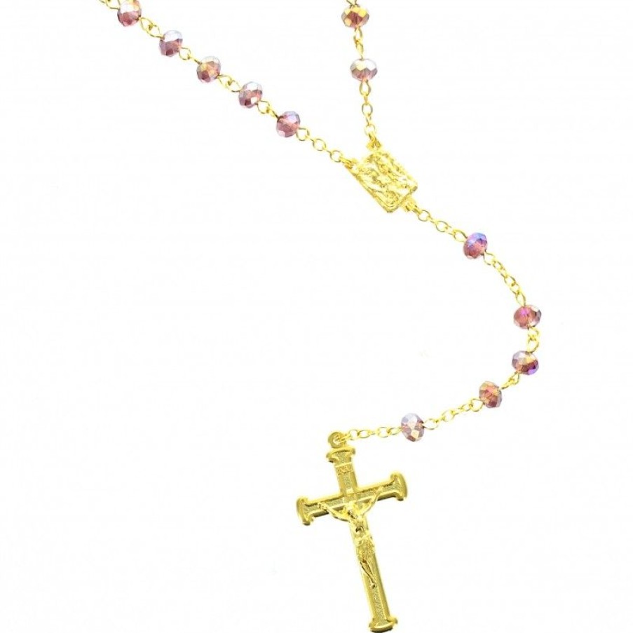 Palais du Rosaire Chapelet Cristal | Chapelet Dore Avec Grains En Cristal