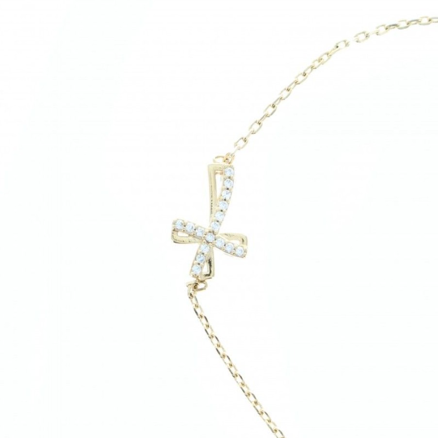 Palais du Rosaire Bracelet Plaque Or | Bracelet En Plaque Or Avec Croix Ajouree En Strass Et Fermoir